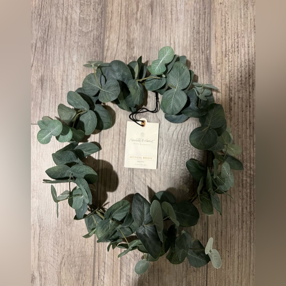 Hearth & Hand with Magnolia Wreath. approximately 12 inches across.